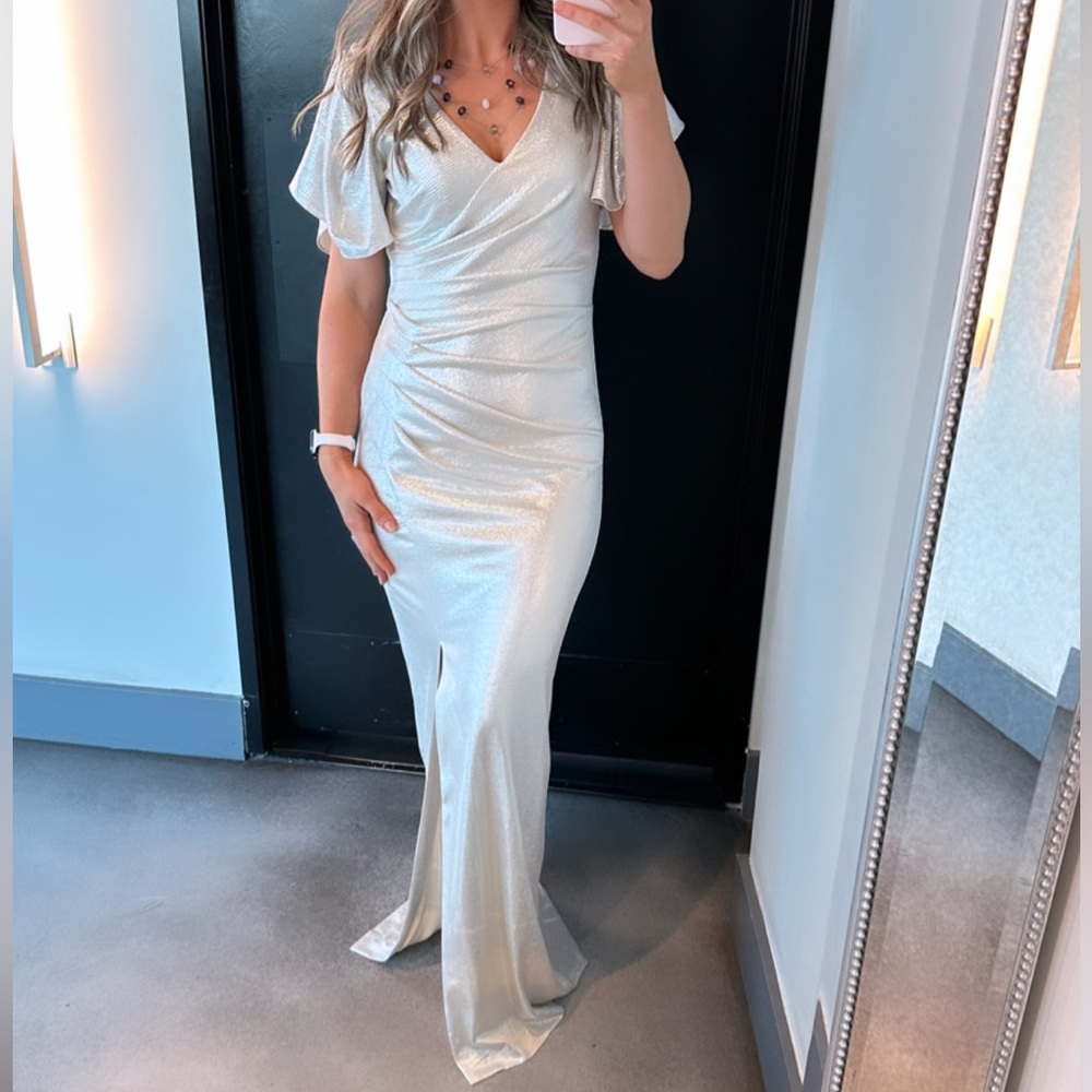 Eliza J maxi silver shimmer dress